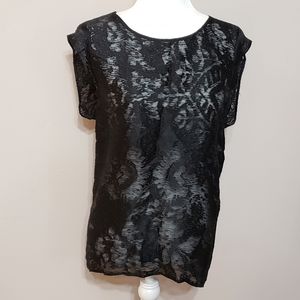Phillip Lim black sheer lace blouse
